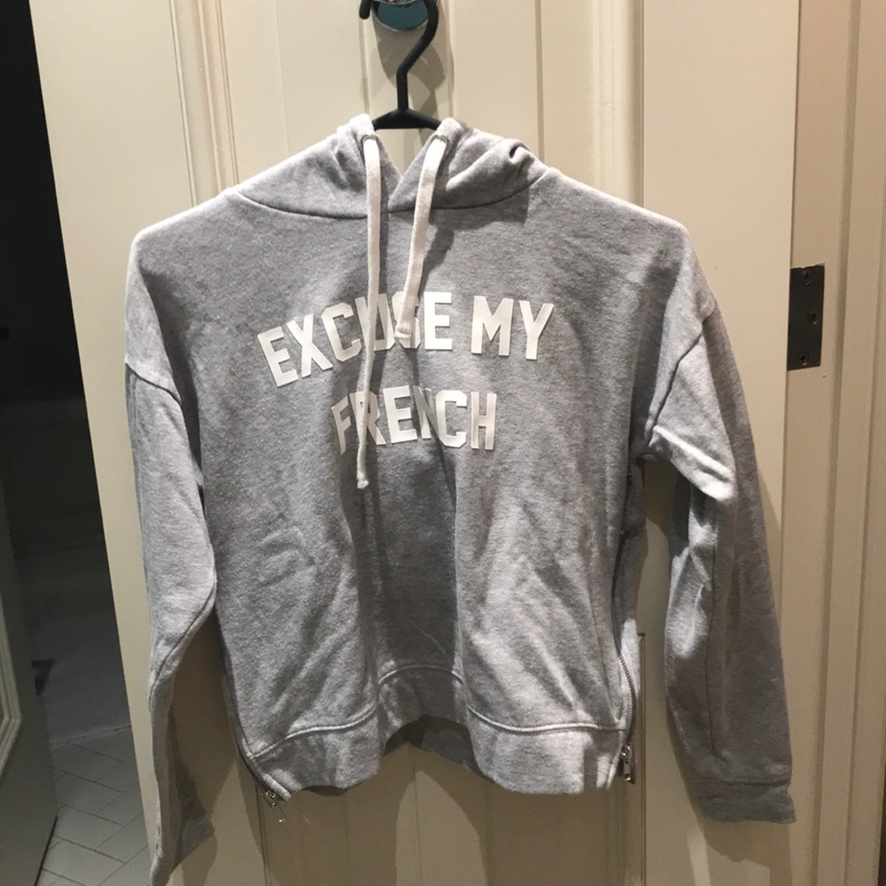 Forever 21 “excuse my French” hoodie in gray
